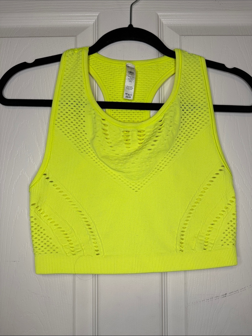 ALO Yoga Neon Yellow Seamless Racerback Crop Tank